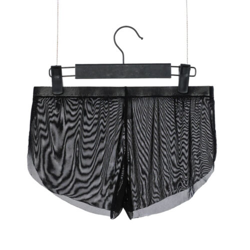 Sexy Hombres Malla Ropa Interior Boxer Pantalones Cortos Laterales Divididos Deportes Calzoncillos Bragas - Imagen 16 de 23
