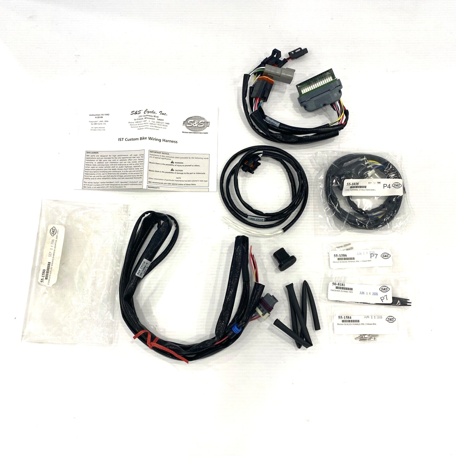 S&S EVO 84-99 Harley IST Ignition Custom Bike Wire Harness Data Link Knock MAP