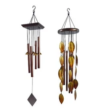 Metal Bell or Golden Leaf Look Wind Chime Outdoor Living Garden & Patio Decor