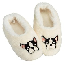 P.J. Salvage Womens Size L Cozy Toesies Fleece Sherpa Lined Slippers Gray/Ivory
