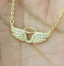 2 Ct Round Cut Simulated Diamond Women's Wing Pendant 14k Yellow Gold Plated