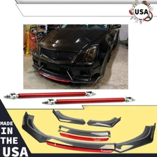 Front Bumper Lip Splitter Spoiler Body Kit Carbon Fiber Rods For Cadillac CT4