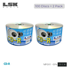 100 LSK CD CD-R Silver Shiny Top Duplication Grade 80Min/700MB/52x Thermal Print