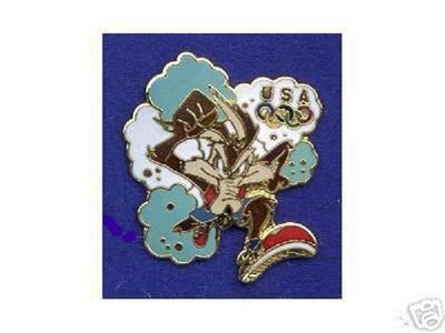 NEW USA Olympic Team Wile E. Coyote Track & Field WB Cartoon Cloisonne Lapel Pin
