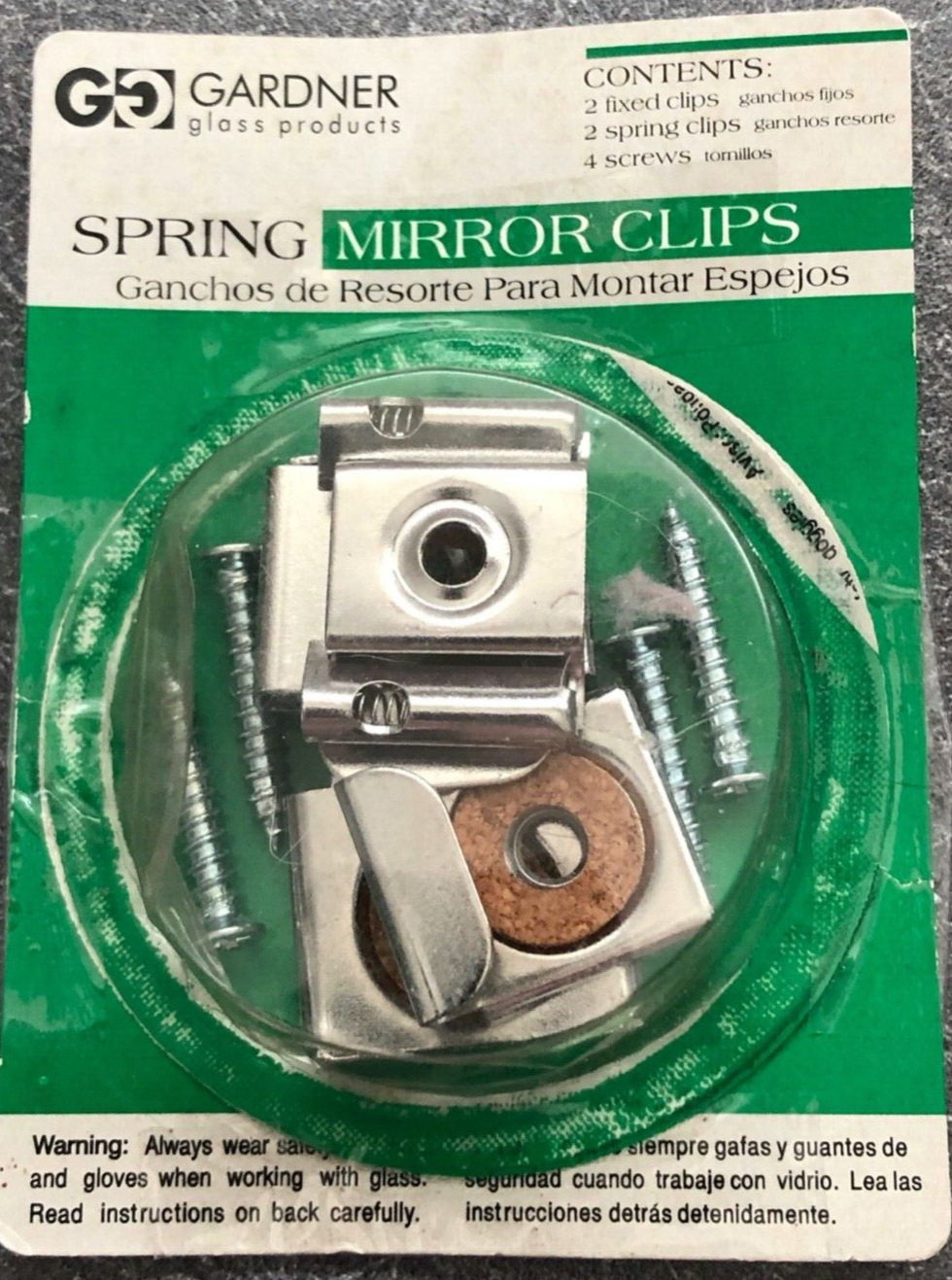 NIP 6 PC Gardner Glass 1/8 Inch Mirror Mounting Clips & Anchors 1/8