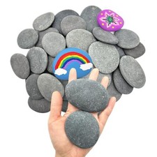 30PCS Painting Rocks 2-3 Inch Flat Smooth River Rocks for DIY Craft Decoration
