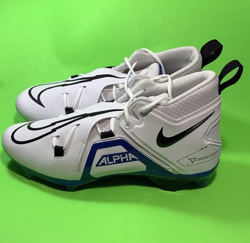 NIKE ALPHA MENACE Men’s Football Cleats Size 13 White w/Blue, Black - Picture 8 of 12