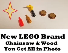 LEGO Minifigure Chainsaw Blades Neon Orange Gold Dark Gray Wood Cuts Real Job