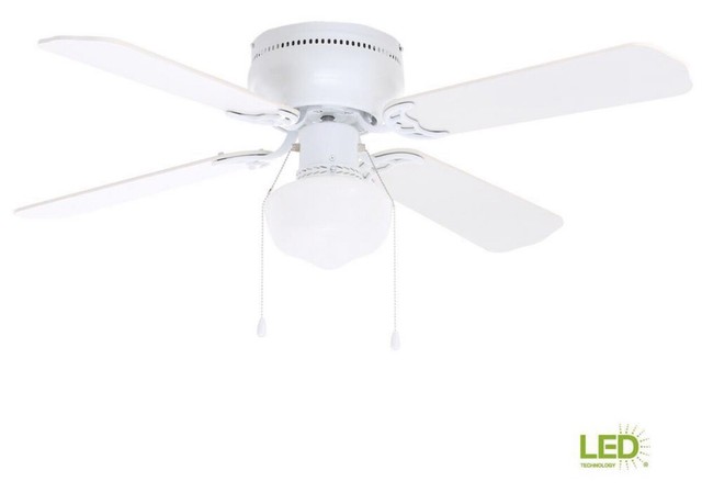Hampton Bay Littleton 42 In Led Indoor White Ceiling Fan With
