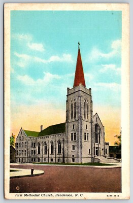 Postcard First Methodist Church, Henderson, North Carolina Unposted