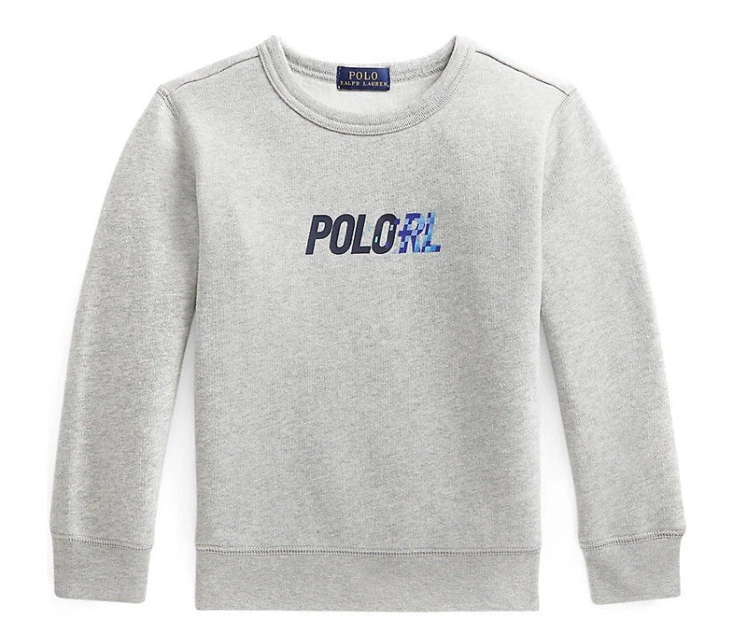 NEW Nwt Ralph Lauren Polo Boys Grey Fleece Graphic Sweatshirt Size 6 49.50