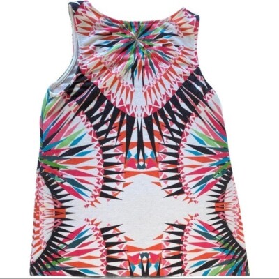 12PM by Mon Ami Tank Top Multi-Color Starburst Geometric Mini Dress Sz M USA