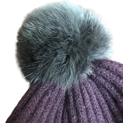 Restoration Hardware 100% Cashmere LUXE Pom Beanie Eggplant  display picture 2