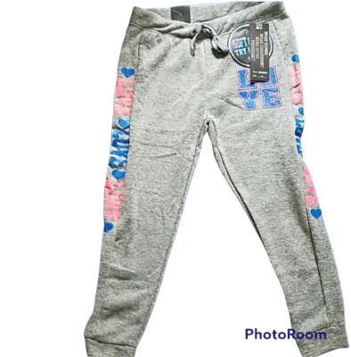 Thrill Maternity Gray & Pink Love Theme Sweatpants - M