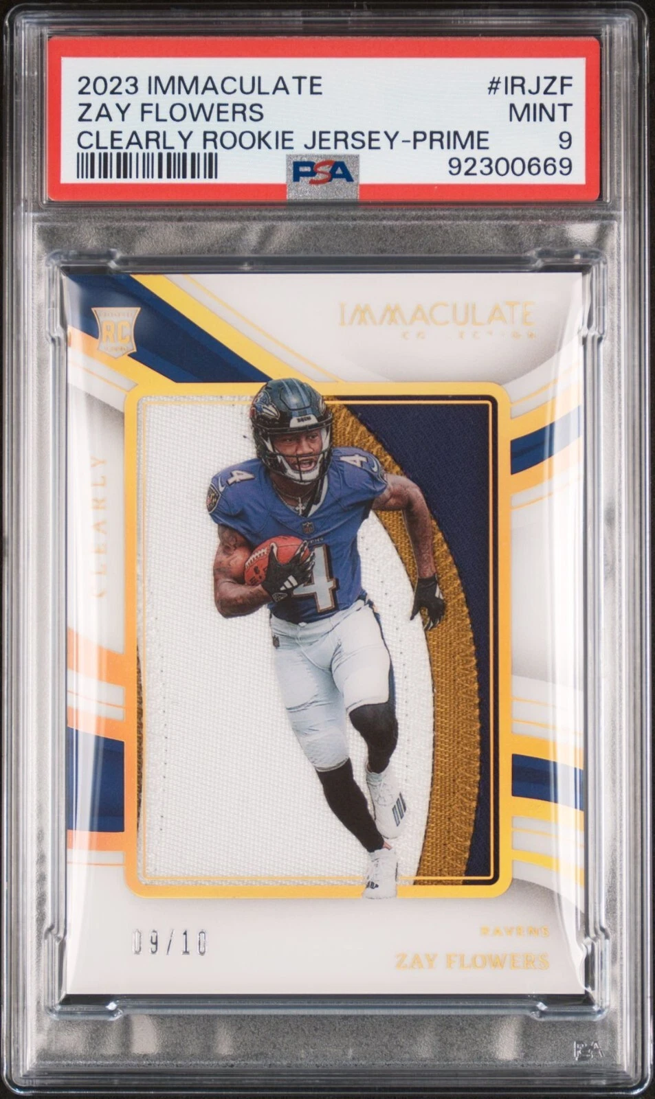 Zay Flowers Panini Immaculate Collection Clearly Immaculate Rookie Jerseys #IRJZF Prime