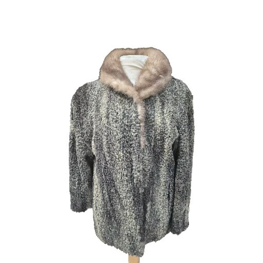 Abrigo visón de lana persa vintage años 50/60 gris plata talla 10 de Kallens EE. UU. Foto 3 de 4