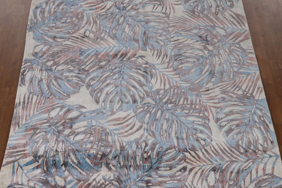 Nature Print Indian Handmade Abstract Living Room Rug 7'x10' Wool Oriental Rug - Image 3 of 4