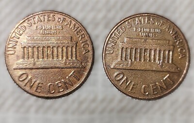 1963 D penny,1963 D Lincoln penny, DDO letters, mint. Two coins