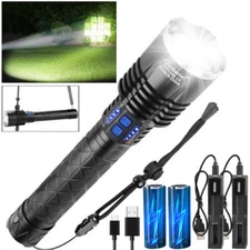 1200000LM Zoom P120 LED Flashlight Rechargeable Tactical Super Bright Torch Lamp