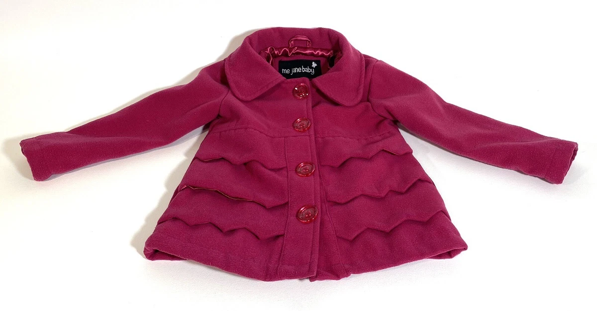 Me Jane Baby Brand 3T Toddler Pink Winter Pea Coat With An Adorable Bow