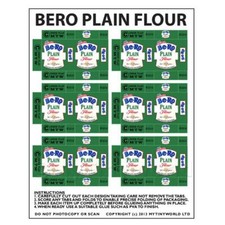 Dolls House Miniature Sheet of 6 Bero Plain Flour Boxes