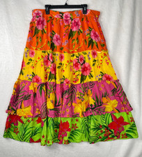 Avani Del Amour Tiered Maxi Skirt Sz 2X Tropical Boho Flowy Flare NWT
