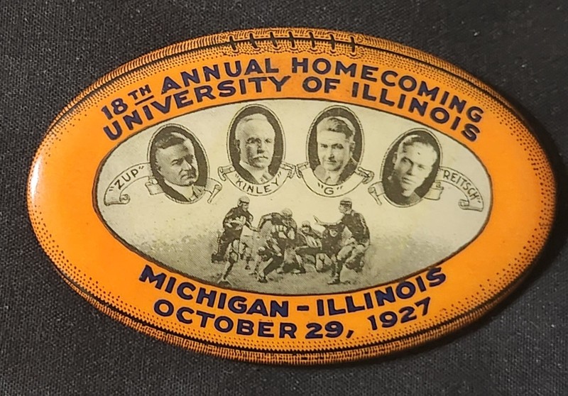 1927 University Of Illinois Homecoming Pinback Vs. Michigan Wolverines