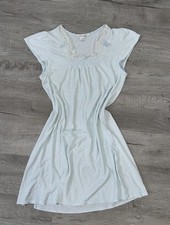 Vintage Miss Elaine Blue Nightgown S Lace Trim Butterfly Embroidery Cottagecore
