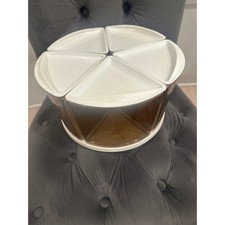 Vintage Rubbermaid lazy Susan Spin containers Brown Clear White MCM