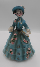 Lefton Porcelain Girl Blue Dress & Fan .. Repaired