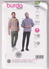 5791 BURDA - Half Zip TOP SWEATER SWEATSHIRT - MENS Sz 36 to 46"