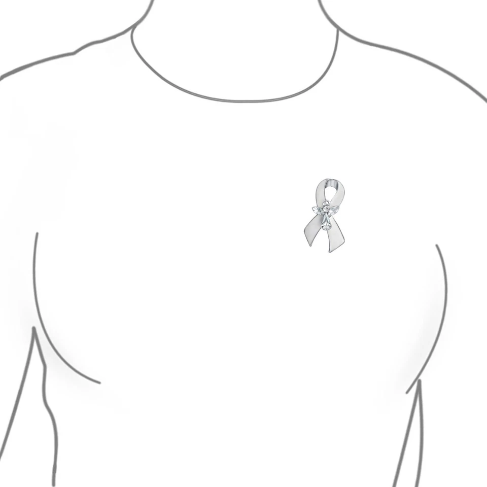 Broche broche cinta de concientización sobre el cáncer ángel de la guarda - amarillo púrpura rojo blanco rosa Foto 3 de 3