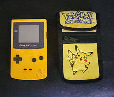 Nintendo Game Boy Color Yellow CGB-001 Handheld w/ Pikachu Case