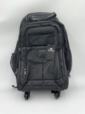 MATEIN Rolling Backpack 4 Wheels Spinner 17'' Black Travel Laptop Computer Bag