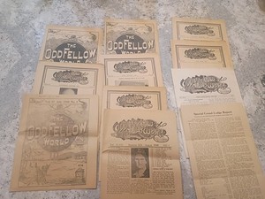 VTG  ODD FELLOWS NEWSLETTER "ODD FELLOW WORLD" LOT OF 10 1940 TO 1950 VARIOUS 