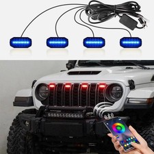 Rgb Led Grille Lights For 2024-25 Jeep Wrangler Jl Jlu Jt App Control Auto Parts
