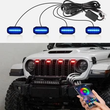 RGB LED Grille Lights For 2024-25 Jeep Wrangler JL JLU JT APP Control Auto Parts