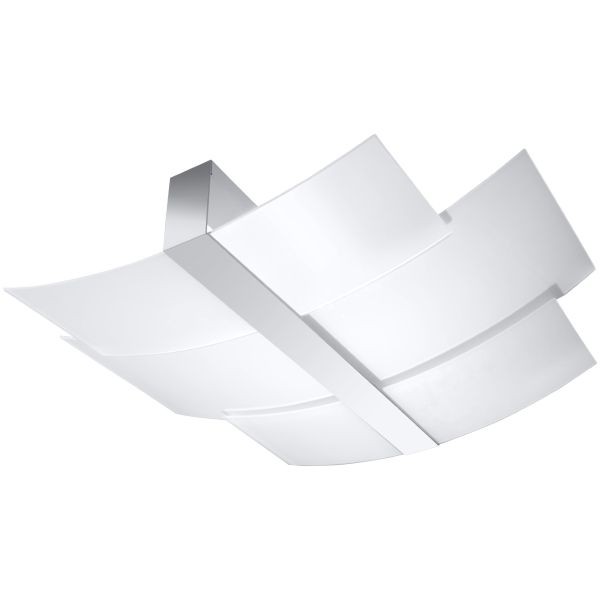 Plafonnier chrome E27 Celia lustre moderne blanc en acier 3 douilles