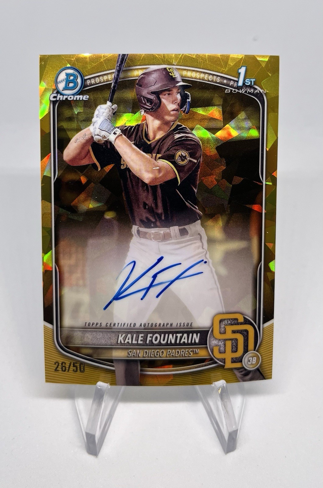 2025 Bowman Chrome Sapphire Kale Fountain #CPSA-KFO 1st Bowman Auto Gold /50