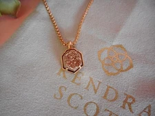 Kendra Scott Teo Rose Gold Drusy Rosegold Pendant Necklace NWT