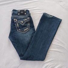 Miss Me JP5645B Boot Cut Size 28 Blue Jeans Rhinestone Studded Distressed