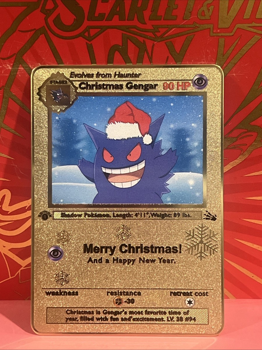 Christmas Gengar Gold Metal Pokmon Inspired Card-Collectible Gift