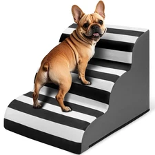 Curved Dog Stairs Ramp for Small Dogs 15.5" H, 3-Step Dog Stairs for High Bed...