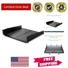 2U Rack Shelf - Vented Cantilever Tray for 19" Racks, 16" Deep, TAA Compliant