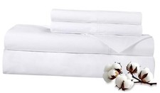 300 Thread Count 100 Long Staple Combed Cotton Sheet Set - 4 Queen White
