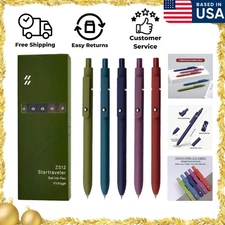 Elegant 5-Piece Black Ink Gel Pen Set - Fine Point Writing with Vintage Style