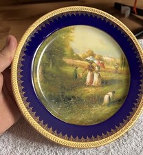 Vintage Limoges France Cobalt Blue Gold Trim Plate Hand Painted 8”, immaculate