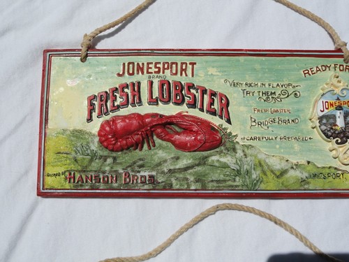 Vintage Magnolia Barataria Shrimp, Eastern Oysters, Jonesport Fresh Lobster Sign - Picture 7 of 11