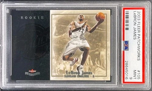 2003-04 FLEER PATCHWORKS LeBRON JAMES #105 ROOKIE CARD CAVS RC #/799 PSA 9 MINT