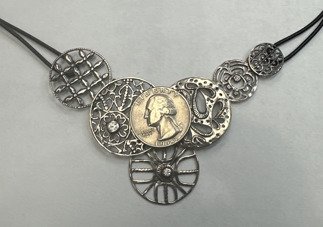 925 Sterling Silver Filigree Statement Necklace - image 2